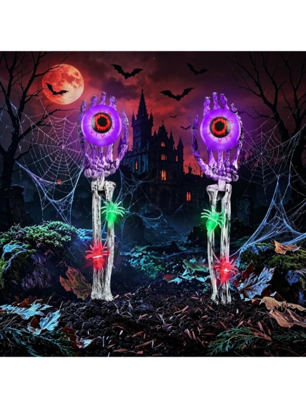 2 Pack Halloween Decoration Skeleton Hands Purple Realistic Skeleton Hands & Arm